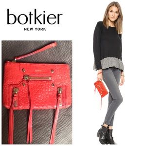 Botkier Logan wristlet leather orange pebbles chic